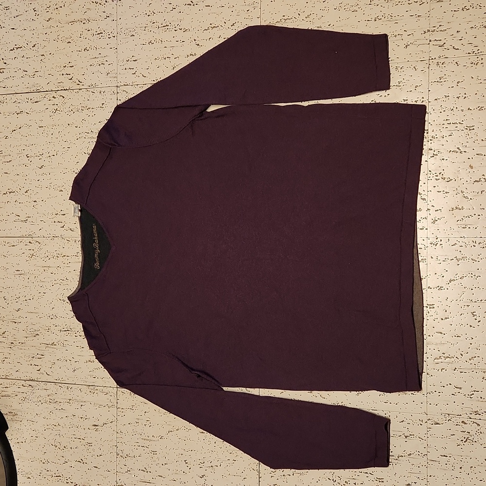 Tommy Bahama Purple Knit Cotton Cashmere Blend Pullover Crewneck Sweater